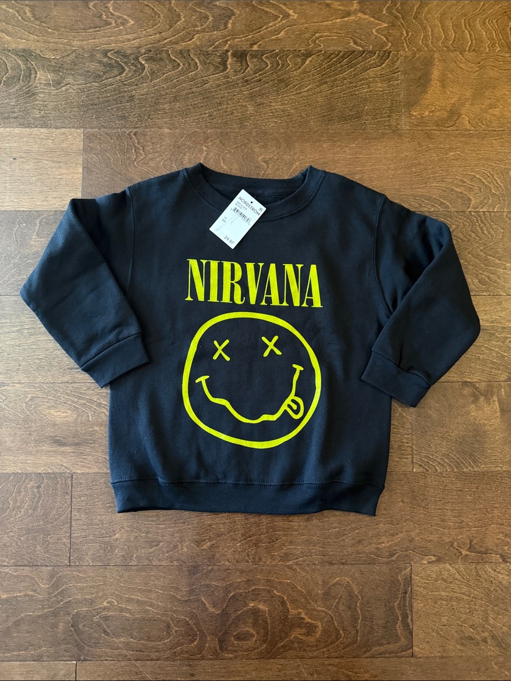NIRVANA Black Kids Sweatshirt with Yellow Smiley Logo